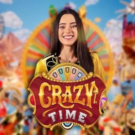 Crazy Time online game logo by Evolution on slotoroo.net