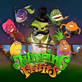 Jumping Fruits online game logo by Wazdan on slotoroo.net